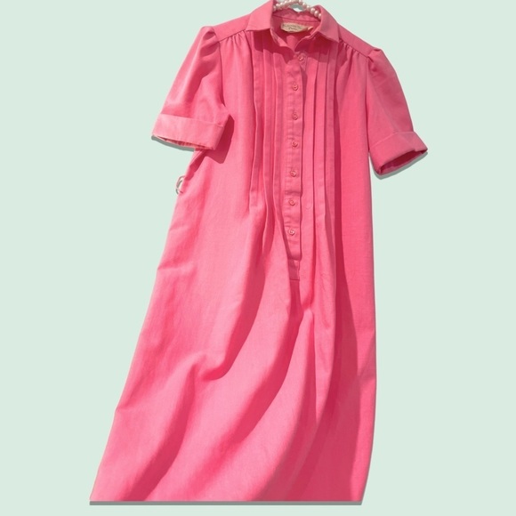 VINTAGE 60s Mod Schrader dress szXS/S Petites midi dress Barbie linen minimalist - Picture 1 of 11